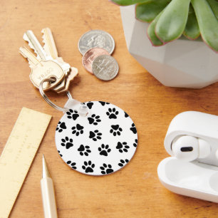 Pattern Of Paws, Dog Paws, Black Paws Key Ring
