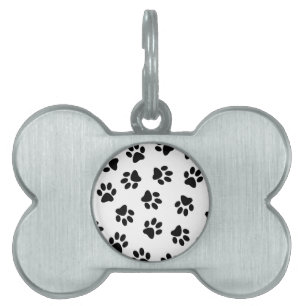 Pattern Of Paws, Dog Paws, Black Paws Pet ID Tag