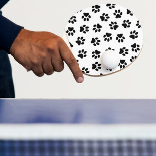 Pattern Of Paws, Dog Paws, Black Paws Ping Pong Paddle