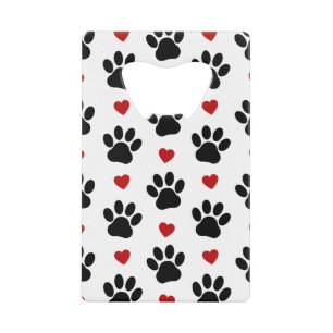Pattern Of Paws, Dog Paws, Black Paws, Red Hearts