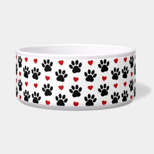 Pattern Of Paws, Dog Paws, Black Paws, Red Hearts