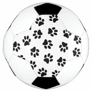 Pattern Of Paws, Dog Paws, Black Paws Soccer Ball
