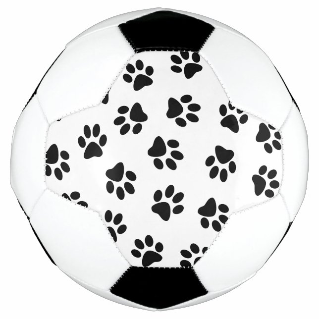 Pattern Of Paws, Dog Paws, Black Paws Soccer Ball (Front)