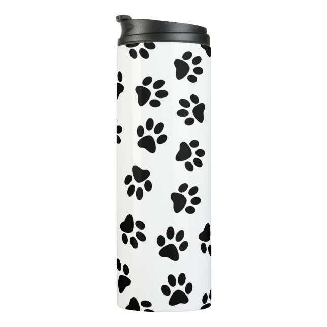 Pattern Of Paws, Dog Paws, Black Paws Thermal Tumbler (Rotated Right)