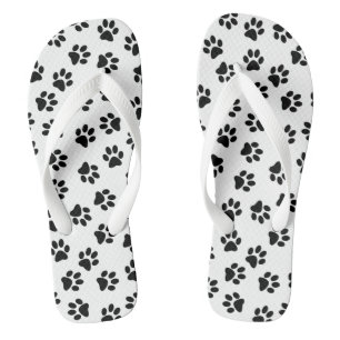 Pattern Of Paws, Dog Paws, Black Paws Thongs
