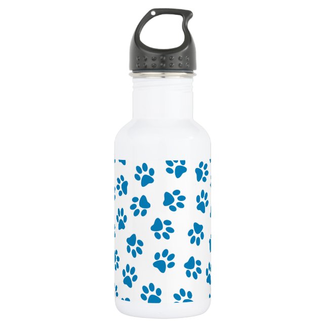 Pattern Of Paws, Dog Paws, Blue Paws 532 Ml Water Bottle (Front)