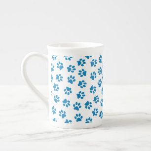 Pattern Of Paws, Dog Paws, Blue Paws Bone China Mug