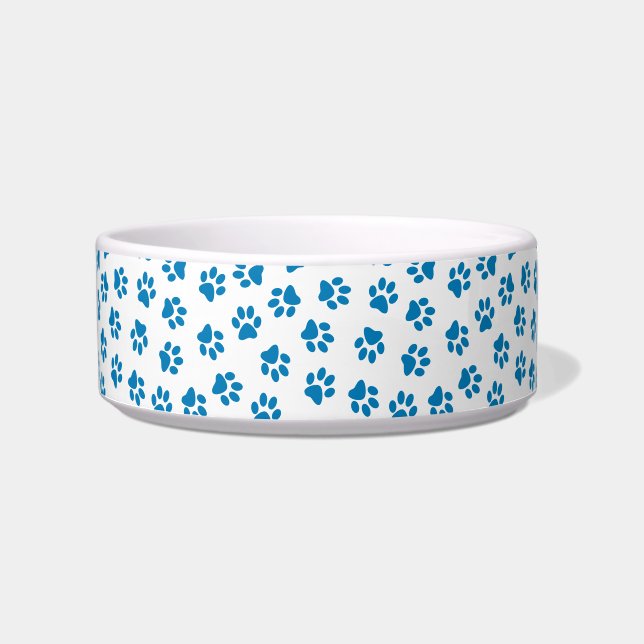 Pattern Of Paws, Dog Paws, Blue Paws Bowl (Front)
