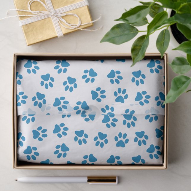 Pattern Of Paws, Dog Paws, Blue Paws Tissue Paper (Gift)
