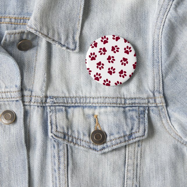 Pattern Of Paws, Dog Paws, Burgundy Paws 6 Cm Round Badge (In Situ)
