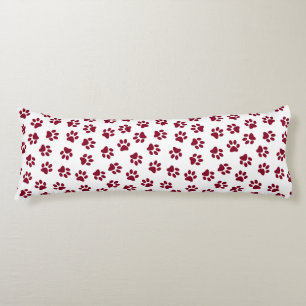 Pattern Of Paws, Dog Paws, Burgundy Paws Body Cushion