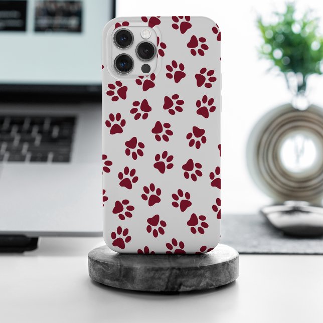 Pattern Of Paws, Dog Paws, Burgundy Paws Case-Mate iPhone Case (Creator Uploaded)