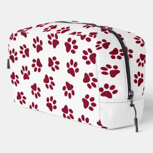 Pattern Of Paws, Dog Paws, Burgundy Paws Dopp Kit