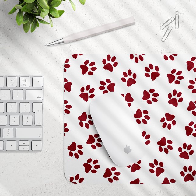 Pattern Of Paws, Dog Paws, Burgundy Paws Mouse Pad (Creator Uploaded)