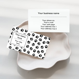Pattern Of Paws, Dog Paws, Cat Paws, Black Paws Business Card