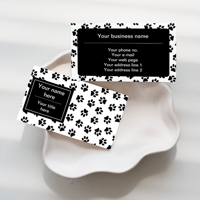 Pattern Of Paws, Dog Paws, Cat Paws, Black Paws Business Card (Creator Uploaded)