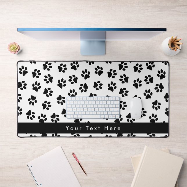 Pattern Of Paws, Dog Paws, Cat Paws, Black Paws Desk Mat (Office 1)