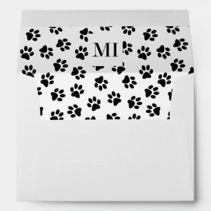 Pattern Of Paws, Dog Paws, Cat Paws, Black Paws Envelope