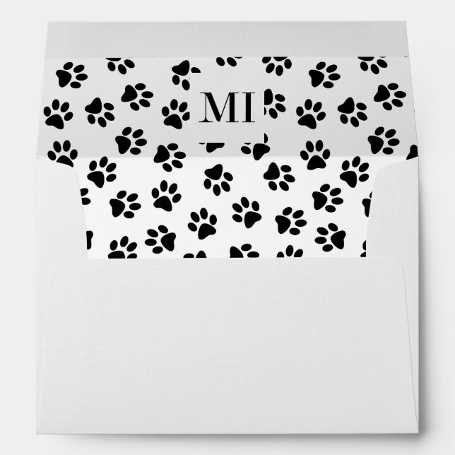 Pattern Of Paws, Dog Paws, Cat Paws, Black Paws Envelope (Back (Bottom))