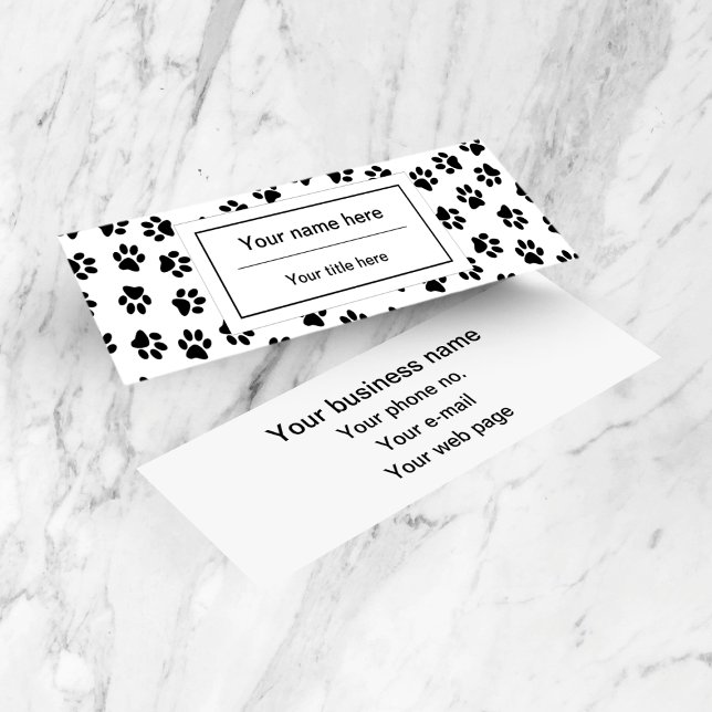 Pattern Of Paws, Dog Paws, Cat Paws, Black Paws Mini Business Card (Creator Uploaded)