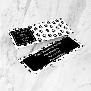Pattern Of Paws, Dog Paws, Cat Paws, Black Paws Mini Business Card