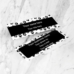 Pattern Of Paws, Dog Paws, Cat Paws, Black Paws Mini Business Card