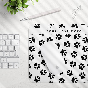 Pattern Of Paws, Dog Paws, Cat Paws, Black Paws Mouse Pad