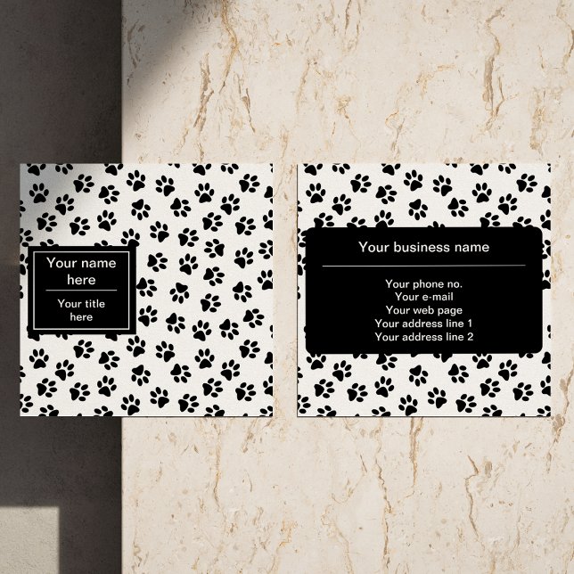 Pattern Of Paws, Dog Paws, Cat Paws, Black Paws Square Business Card (Creator Uploaded)