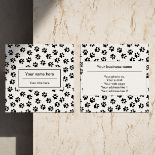 Pattern Of Paws, Dog Paws, Cat Paws, Black Paws Square Business Card