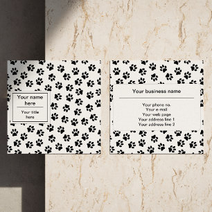 Pattern Of Paws, Dog Paws, Cat Paws, Black Paws Square Business Card
