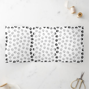 Pattern Of Paws, Dog Paws, Cat Paws, Black Paws Tri-Fold Card
