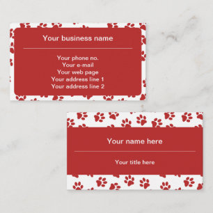 Pattern Of Paws, Dog Paws, Cat Paws, Red Paws Business Card