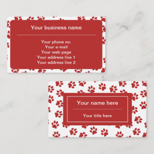 Pattern Of Paws, Dog Paws, Cat Paws, Red Paws Business Card