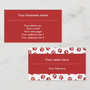 Pattern Of Paws, Dog Paws, Cat Paws, Red Paws Business Card