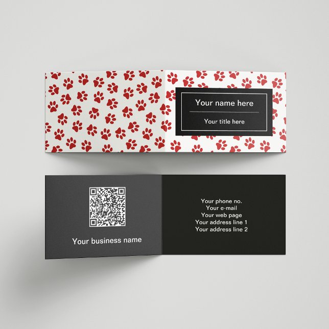 Pattern Of Paws, Dog Paws, Cat Paws, Red Paws Business Card (Creator Uploaded)