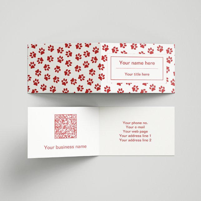 Pattern Of Paws, Dog Paws, Cat Paws, Red Paws Business Card (Creator Uploaded)