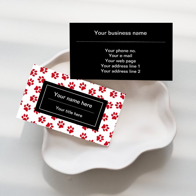 Pattern Of Paws, Dog Paws, Cat Paws, Red Paws Business Card (Creator Uploaded)