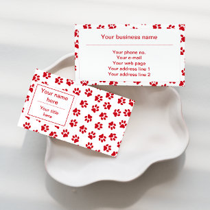 Pattern Of Paws, Dog Paws, Cat Paws, Red Paws Business Card