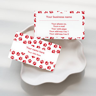 Pattern Of Paws, Dog Paws, Cat Paws, Red Paws Business Card