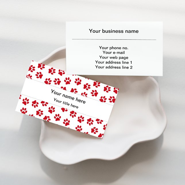 Pattern Of Paws, Dog Paws, Cat Paws, Red Paws Business Card (Creator Uploaded)