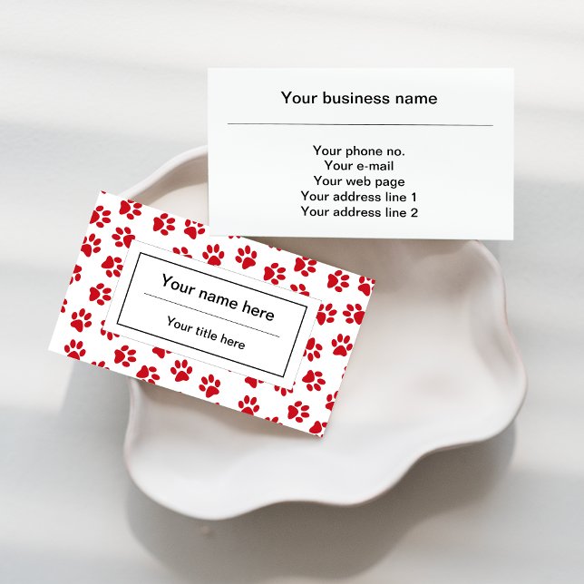 Pattern Of Paws, Dog Paws, Cat Paws, Red Paws Business Card (Creator Uploaded)