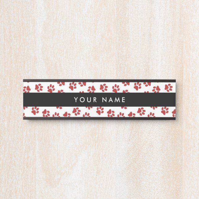 Pattern Of Paws, Dog Paws, Cat Paws, Red Paws Door Sign (Front)