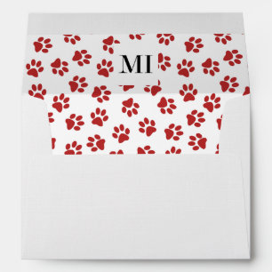 Pattern Of Paws, Dog Paws, Cat Paws, Red Paws Envelope
