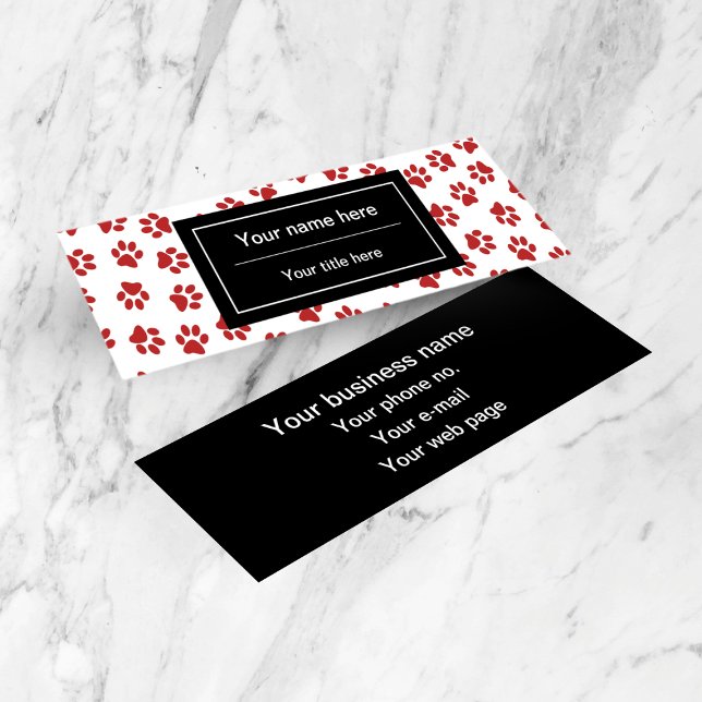 Pattern Of Paws, Dog Paws, Cat Paws, Red Paws Mini Business Card (Creator Uploaded)