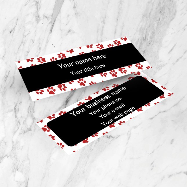 Pattern Of Paws, Dog Paws, Cat Paws, Red Paws Mini Business Card (Creator Uploaded)