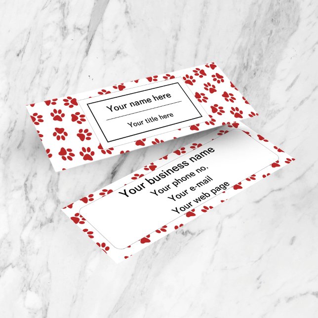 Pattern Of Paws, Dog Paws, Cat Paws, Red Paws Mini Business Card (Creator Uploaded)
