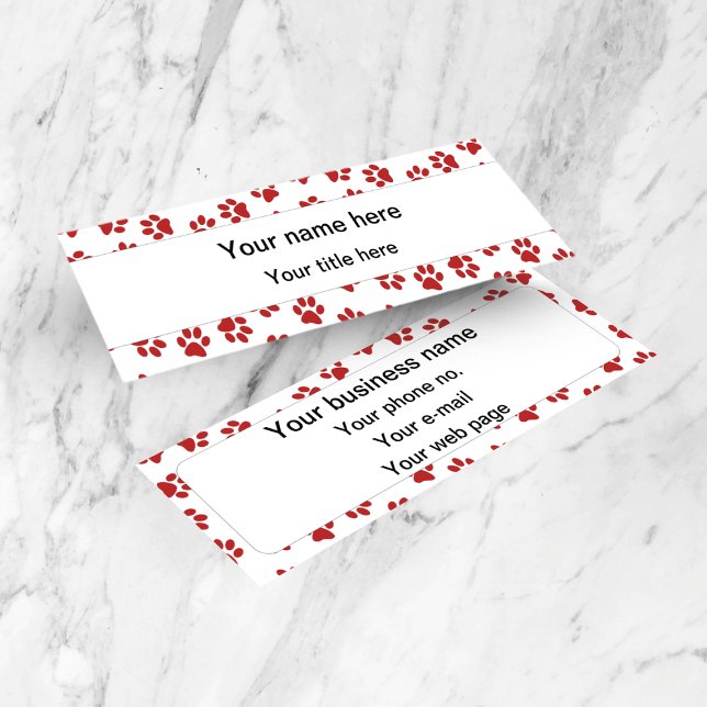 Pattern Of Paws, Dog Paws, Cat Paws, Red Paws Mini Business Card (Creator Uploaded)