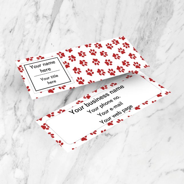 Pattern Of Paws, Dog Paws, Cat Paws, Red Paws Mini Business Card (Creator Uploaded)