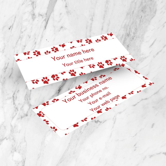 Pattern Of Paws, Dog Paws, Cat Paws, Red Paws Mini Business Card (Creator Uploaded)