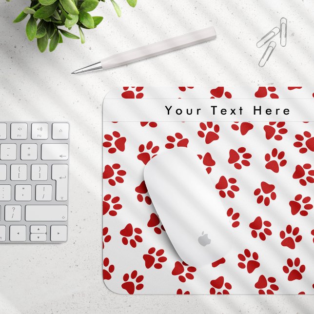 Pattern Of Paws, Dog Paws, Cat Paws, Red Paws Mouse Pad (Creator Uploaded)